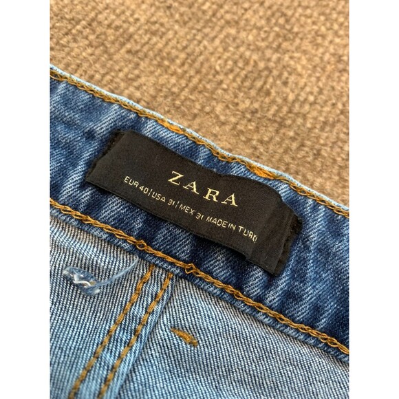 Zara Jeans Womens 31 High Rise Distressed Skinny Shark Bite Hem Stretch Denim - Picture 7 of 9